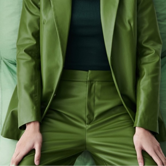 Zara Pants & Jumpsuits Zara Full Length Faux Leather Pants Olive